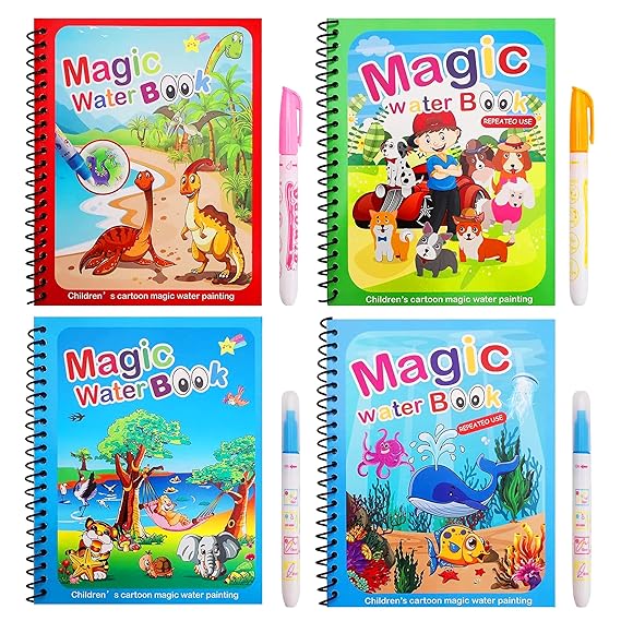 Invovibe™ Magic Water Coloring Book – Reusable, Mess-Free Learning Fun for Kids