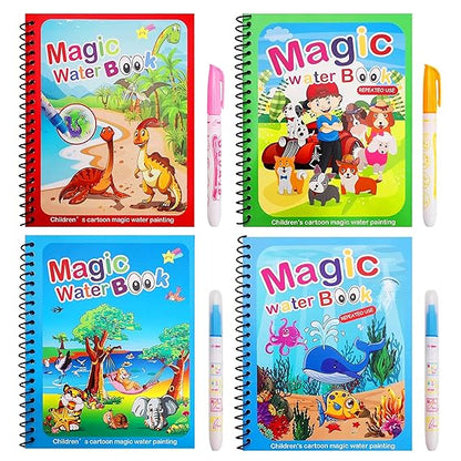 Invovibe™ Magic Water Coloring Book – Reusable, Mess-Free Learning Fun for Kids
