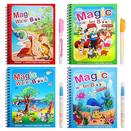 Invovibe™ Magic Water Coloring Book – Reusable, Mess-Free Learning Fun for Kids